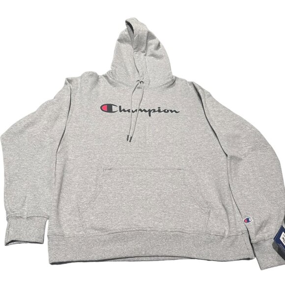 NEW Champion Midweight T Shirt Pullover Hoodie! Gray Graphic Script Logo #t4177 - Picture 3 of 4